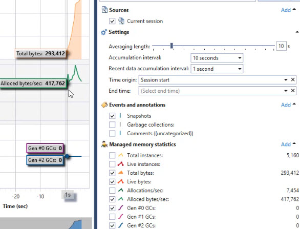 SciTech memory profiler real time view