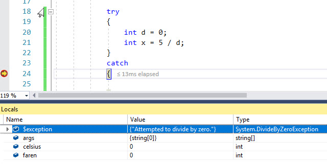 A neat Trick to Debug Exceptions in C#