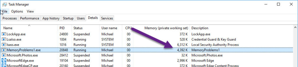 task manager memory measuring