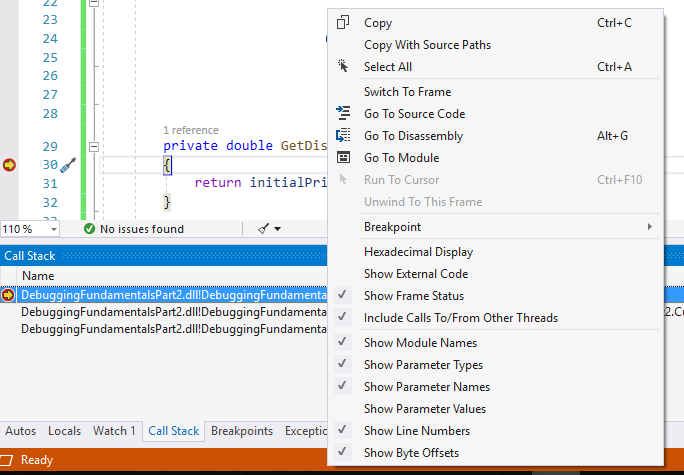 Visual Studio Debugging Windows: Watch, Locals, Autos, Immediate, Call  Stack and Threads | Michael's Coding Spot