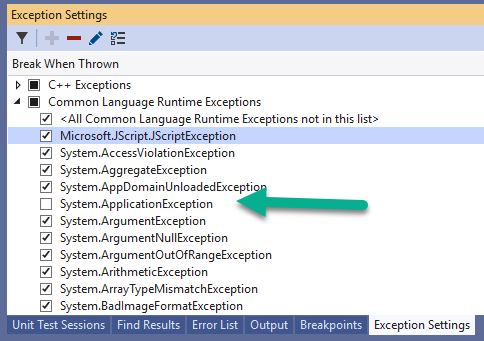 Manage exceptions with the debugger - Visual Studio (Windows)