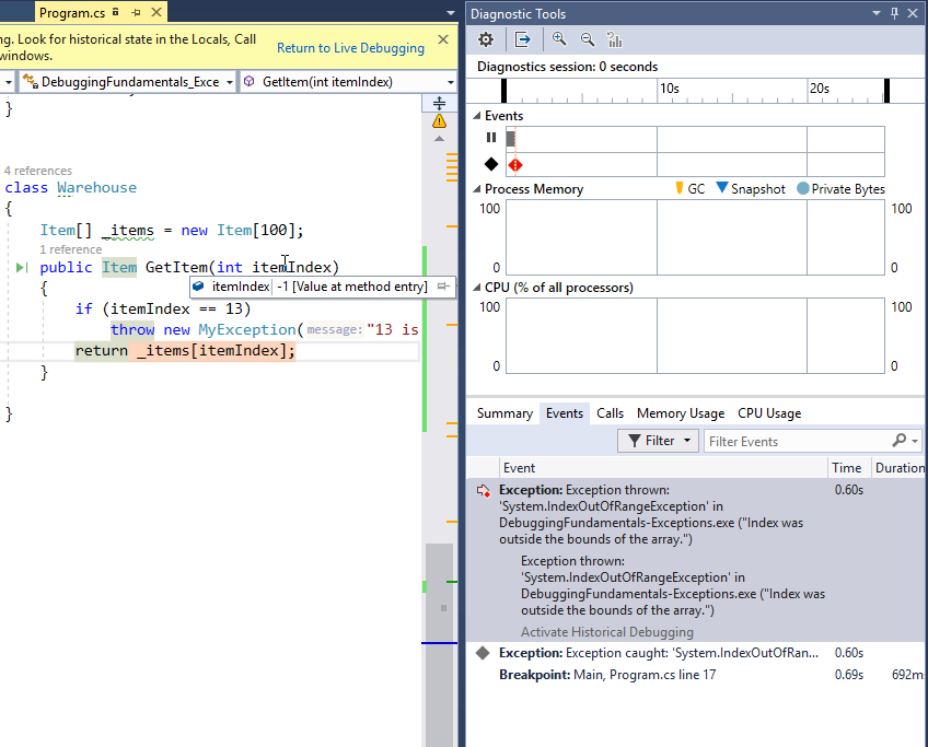 Manage exceptions with the debugger - Visual Studio (Windows)