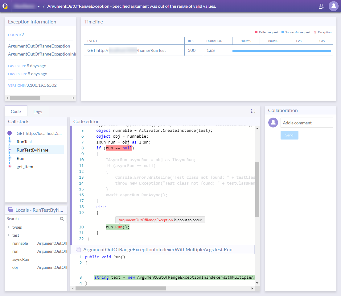 OzCode debugging ASP.NET failure