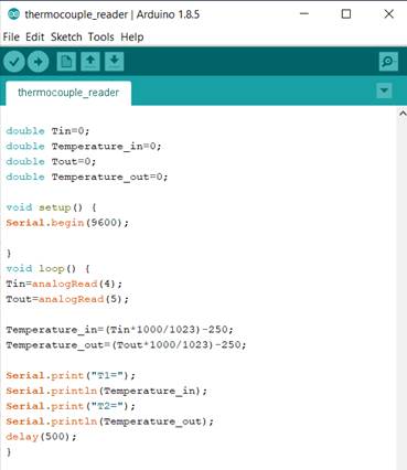 Arduino program with temperature sensor