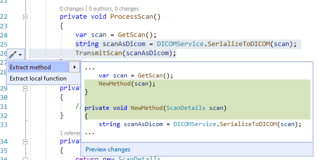 Visual Studio extract method